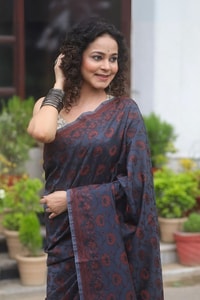 Black Banarasi Soft Silk Saree with Copper Zari Weave and Peach-Toned Woven Pallu  in Surat