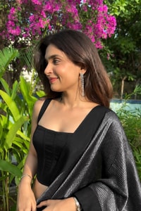 Black Banarasi Soft Silk Saree with Fine Silver Zari Stripes and Silver Woven Pallu  in Surat