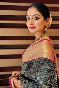 Black Banarasi Soft Silk Saree with Gold Floral Jaal and Copper Zari Border with Pink Edge  in Surat