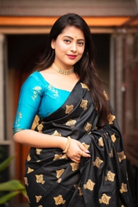 Black Banarasi Soft Silk Saree with Gold Zari Buttis and Contrast Checked Pallu and Blouse  in Surat