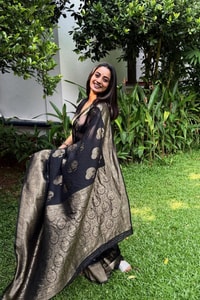 Black Banarasi Soft Silk Saree with Large Antique Zari Paisley Buttas and Heavy Brocade Pallu  in Surat