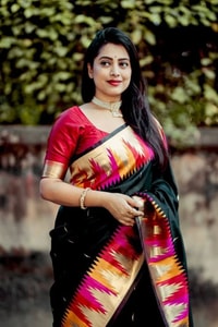 Black Banarasi Soft Silk Saree with Multicolour Temple Border and Gold Zari Pallu  in Surat