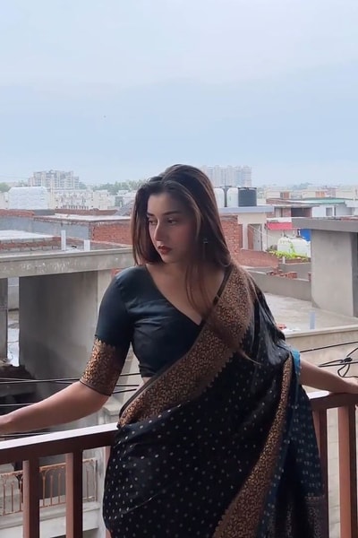 Black Banarasi Soft Silk Saree with Rose-Gold Copper Zari Border and Contrast Copper Pallu in Surat