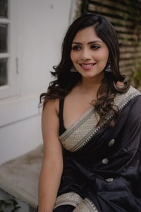 Black Banarasi Soft Silk Saree with Silver Zari Buttis and Broad Silver-Grey Woven Border  in Surat