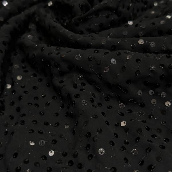 Black Sequence Georgette Fabric 2.50 Meter  in Surat