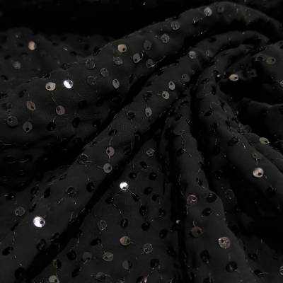 Black Sequence Georgette Fabric 3 Meter in Surat