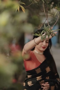 Black Vintage-Look Banarasi Soft Silk Saree with Gold Zari Buttas and Rust Zari Pallu  in Surat video 1