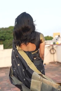 Black and Antique Gold Banarasi Soft Silk Saree with Polka Buttis and Broad Zari Border  in Surat video 1