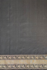 Black and Grey Banarasi Soft Silk Saree with All-Over Antique Gold Zari Jaal  in Surat