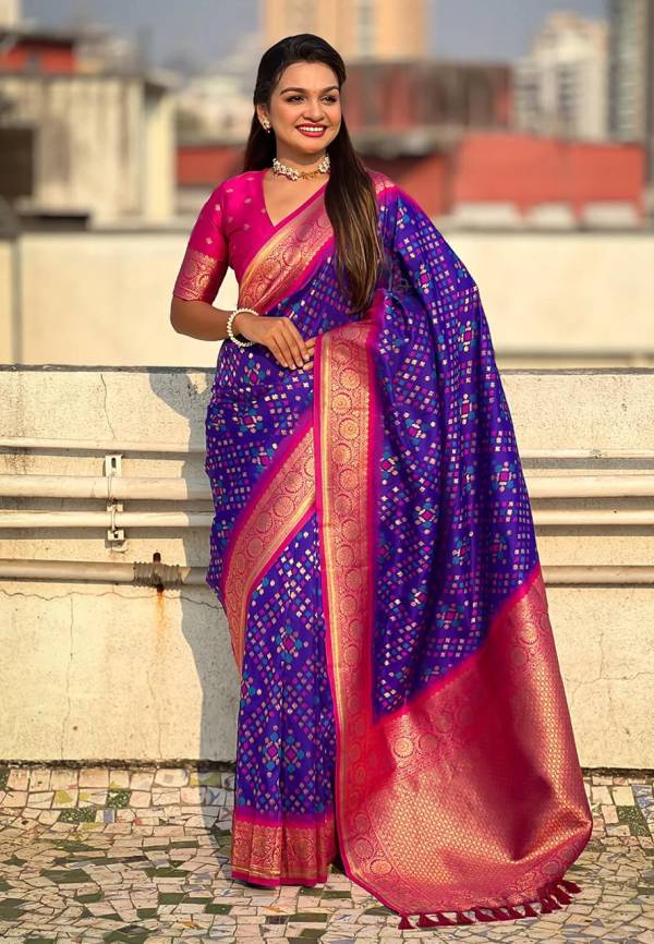 Blue Banarasi Soft Silk Saree with Zari Work and Unstitched Blouse Piece  in Surat