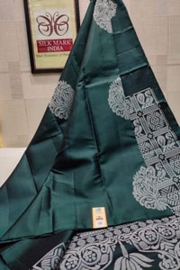 Bold Silver Zari Floral Medallion Banarasi Soft Silk Saree in Seven Rich Shades  in Surat