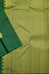 Bottle Green Banarasi Soft Silk Saree with Gold Mango Buttas and Zari Woven Pallu  in Surat