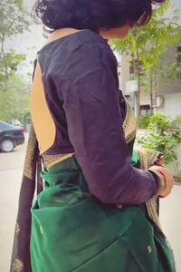 Bottle Green Saree with Contrast Black Zari Pallu, Gold Border and Tassels  in Surat video 1