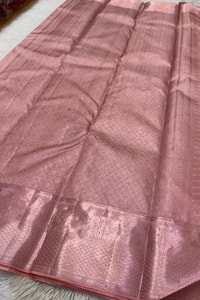 Box Checks Banarasi Soft Silk Saree with Zari Square Motifs in Wine, Baby Pink and Coral Peach  in Surat