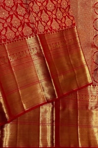 Bridal Red Banarasi Soft Silk Saree with All-Over Gold Zari Jaal and Heavy Woven Border  in Surat
