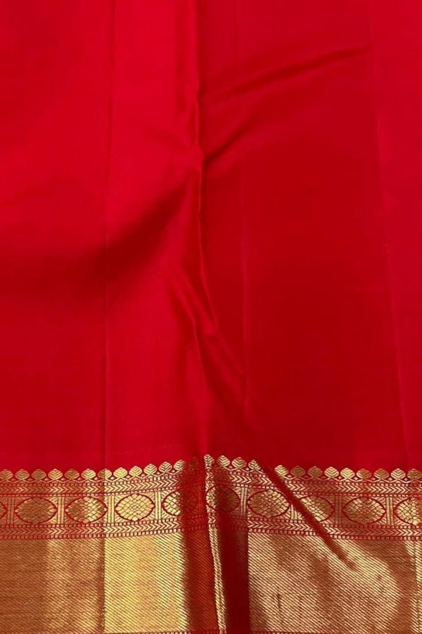 Bright Red Banarasi Soft Silk Saree with Fine Gold Zari Floral Jaal and Plain Red Blouse  in Surat