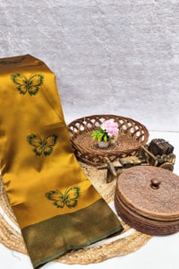Butterfly Motif Two-Tone Banarasi Soft Silk Saree with Zari Weaving in Eight Shades  in Surat
