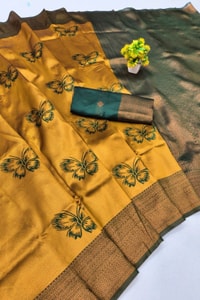 Butterfly Motif Two-Tone Banarasi Soft Silk Saree with Zari Weaving in Eight Shades  in Surat
