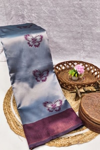 Butterfly Motif Two-Tone Banarasi Soft Silk Saree with Zari Weaving in Eight Shades  in Surat
