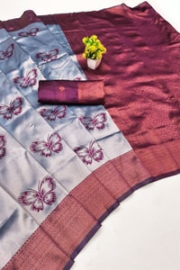 Butterfly Motif Two-Tone Banarasi Soft Silk Saree with Zari Weaving in Eight Shades  in Surat