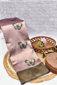 Butterfly Motif Two-Tone Banarasi Soft Silk Saree with Zari Weaving in Eight Shades  in Surat