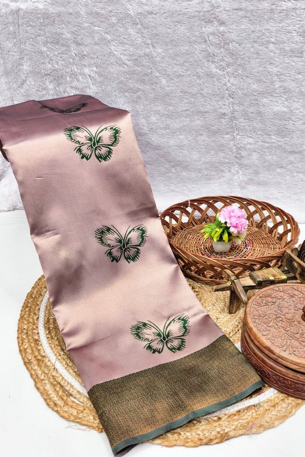 Butterfly Motif Two-Tone Banarasi Soft Silk Saree with Zari Weaving in Eight Shades  in Surat