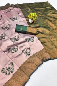 Butterfly Motif Two-Tone Banarasi Soft Silk Saree with Zari Weaving in Eight Shades  in Surat