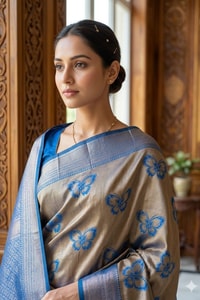 Butterfly Motif Two-Tone Banarasi Soft Silk Saree with Zari Weaving in Eight Shades  in Surat