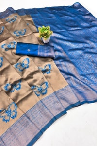 Butterfly Motif Two-Tone Banarasi Soft Silk Saree with Zari Weaving in Eight Shades  in Surat