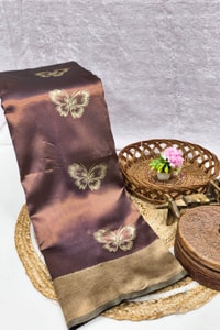 Butterfly Motif Two-Tone Banarasi Soft Silk Saree with Zari Weaving in Eight Shades  in Surat
