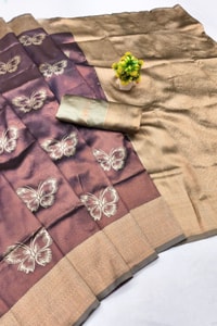 Butterfly Motif Two-Tone Banarasi Soft Silk Saree with Zari Weaving in Eight Shades  in Surat