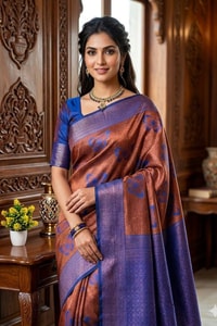 Butterfly Motif Two-Tone Banarasi Soft Silk Saree with Zari Weaving in Eight Shades  in Surat
