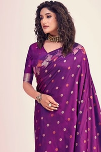 Butterfly Pallu Banarasi Soft Silk Saree with Gold, Copper and Silver Zari Buttas  in Surat
