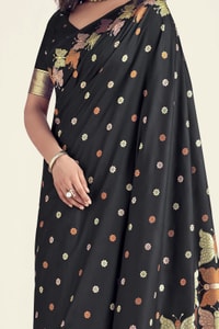 Butterfly Pallu Banarasi Soft Silk Saree with Gold, Copper and Silver Zari Buttas  in Surat