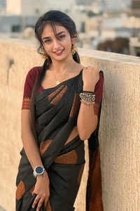 Charcoal Black Banarasi Soft Silk Saree with Copper Zari Motifs and Woven Copper Border  in Surat