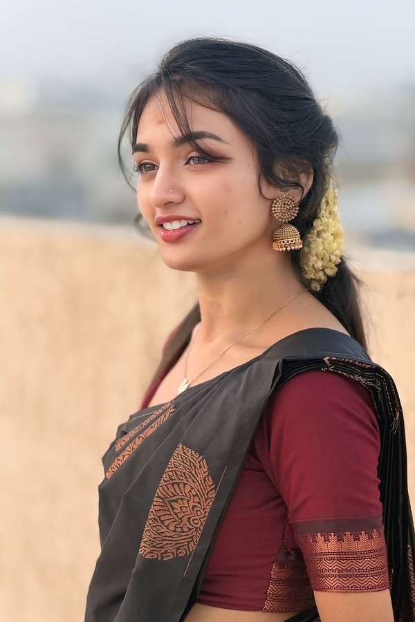 Charcoal Black Banarasi Soft Silk Saree with Copper Zari Motifs and Woven Copper Border  in Surat