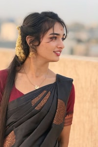 Charcoal Black Banarasi Soft Silk Saree with Copper Zari Motifs and Woven Copper Border  in Surat