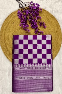 Checkerboard Silver Zari Banarasi Soft Silk Saree with Woven Pallu in Eight Bright Shades  in Surat