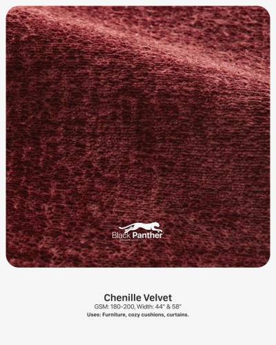 Chenille Velvet Fabric GSM 180 to 200 Width 44 Inch and 58 Inch for Furniture Cushions Curtains in Surat