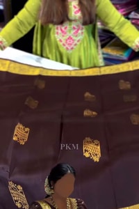 Coffee Brown Banarasi Soft Silk Saree with Gold Floral Zari Buttas and Broad Gold Pallu  in Surat video 1