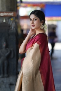 Colour Block Banarasi Soft Silk Saree with Copper Zari Lines and Wide Contrast Border  in Surat