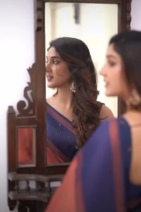 Colour Block Banarasi Soft Silk Saree with Copper Zari Lines and Wide Contrast Border  in Surat video 3