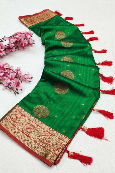 Combination of Allover Big Butta and Small Butti with Contrast Border Katan Saree in Surat