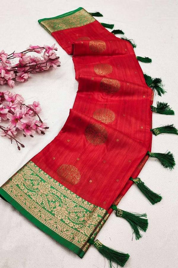 Combination of Allover Big Butta and Small Butti with Contrast Border Katan Saree  in Surat