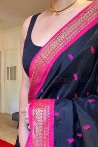 Contrast Border Banarasi Soft Silk Saree with Zari Buttis in Five Two-Tone Combinations  in Surat