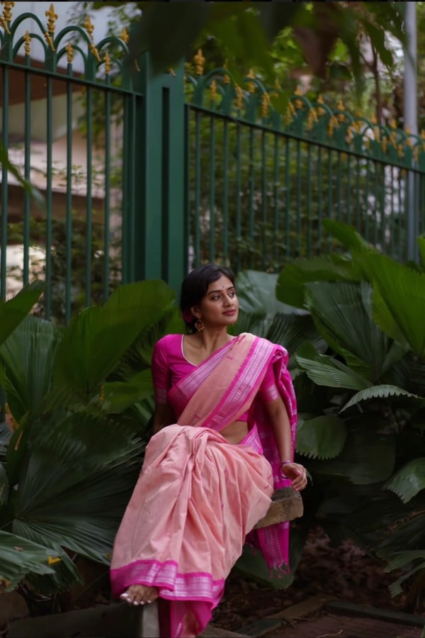 Contrast Border Banarasi Soft Silk Saree with Zari Buttis in Five Two-Tone Combinations  in Surat