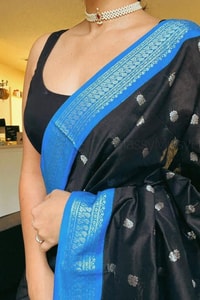 Contrast Border Banarasi Soft Silk Saree with Zari Buttis in Five Two-Tone Combinations  in Surat