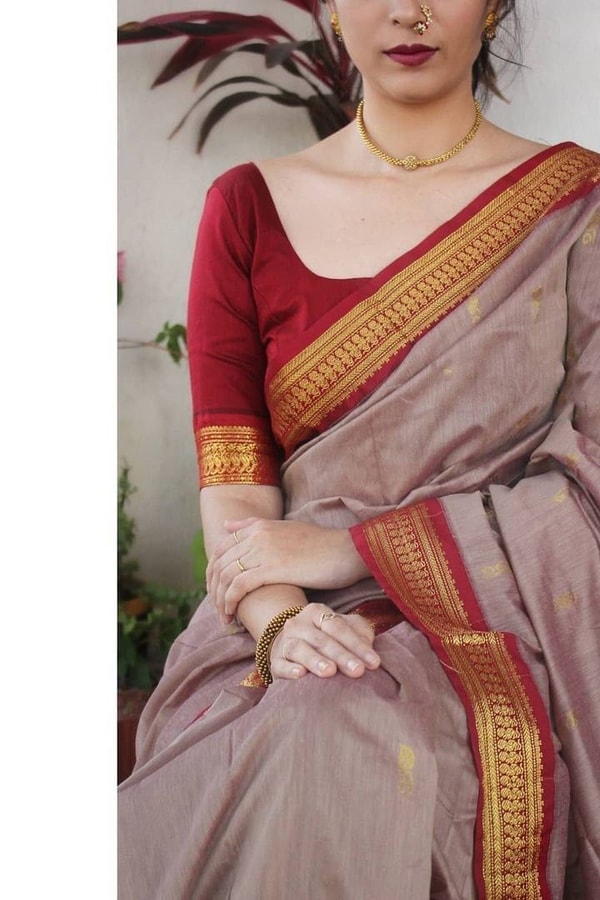 Contrast Border Banarasi Soft Silk Saree with Zari Buttis in Five Two-Tone Combinations  in Surat