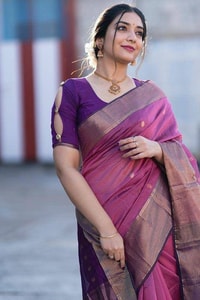 Contrast Border Banarasi Soft Silk Saree with Zari Buttis in Nine Bold Colour Pairs  in Surat