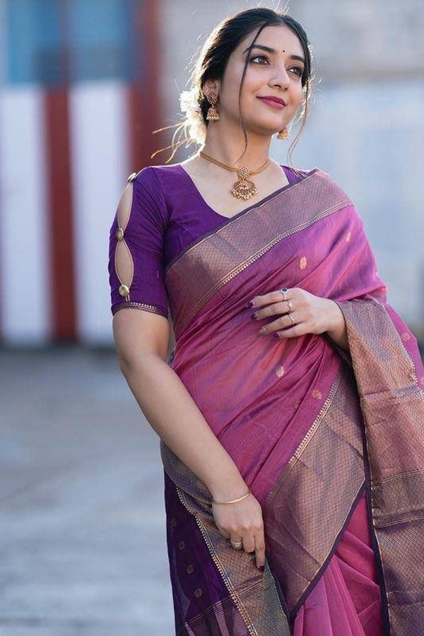 Contrast Border Banarasi Soft Silk Saree with Zari Buttis in Nine Bold Colour Pairs  in Surat